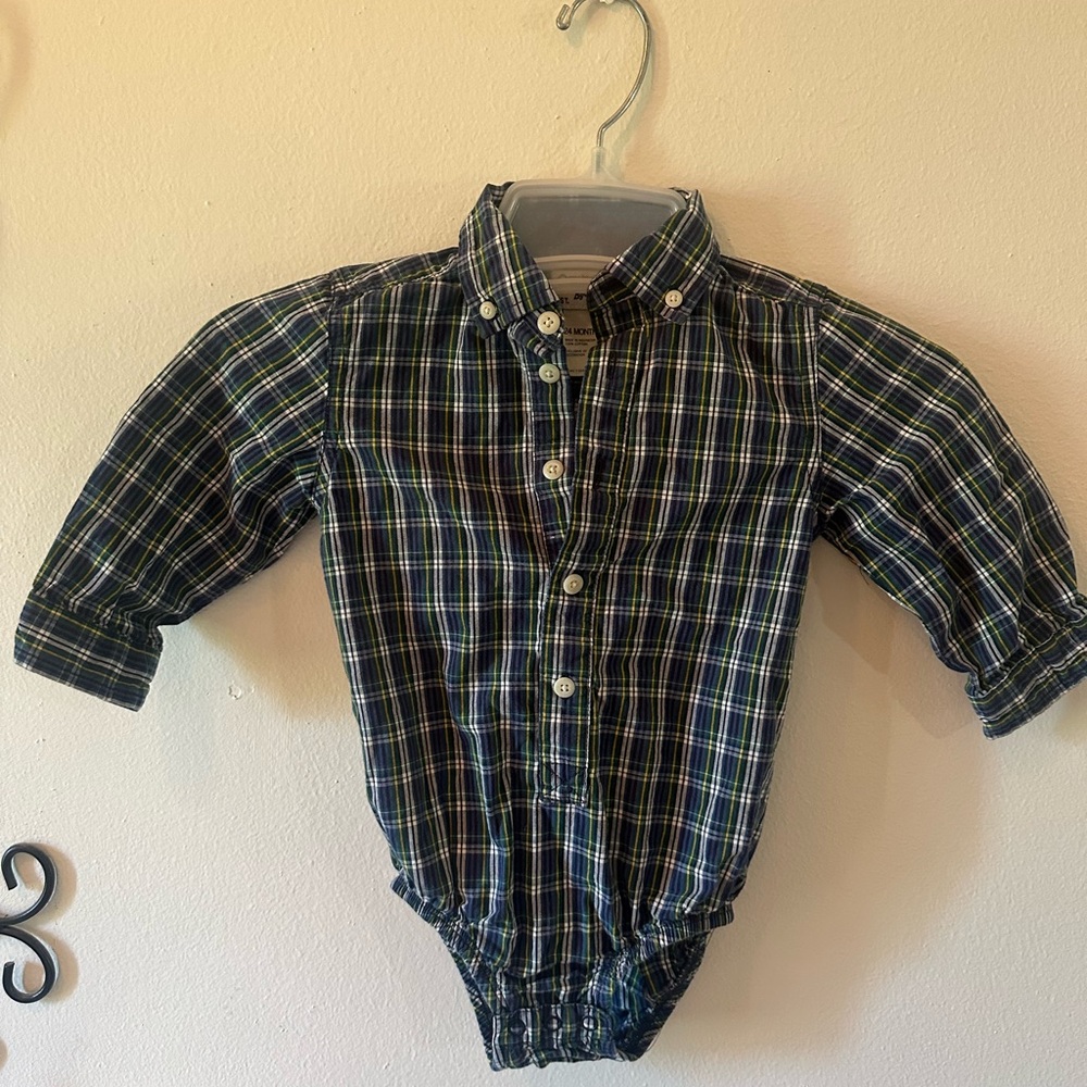 OshKosh B'gosh Green and Blue Plaid Bodysuit